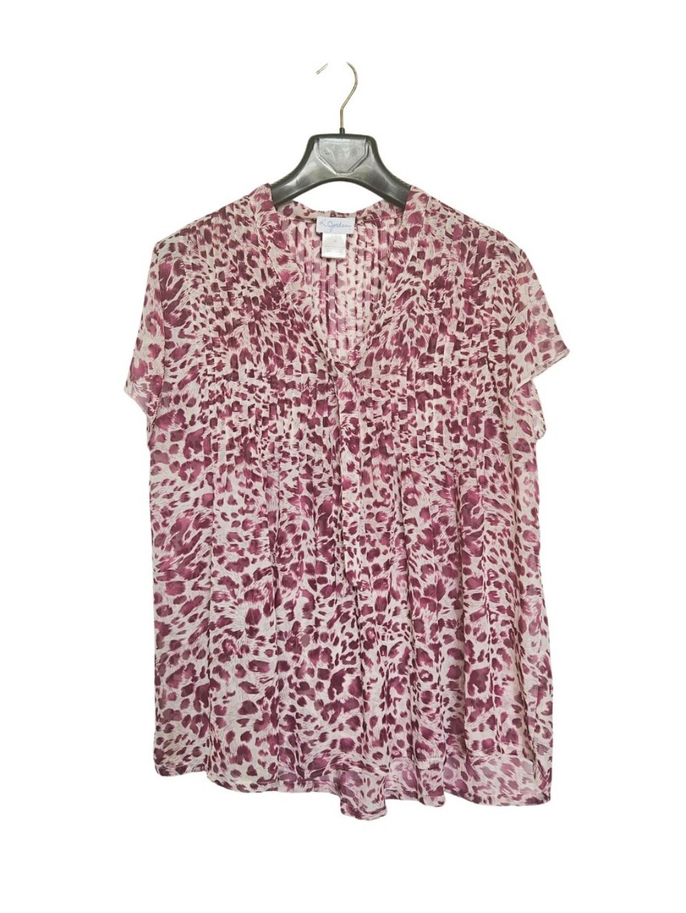 Women's Plus Size 1X Animal-Print Short Sleeve Blouse